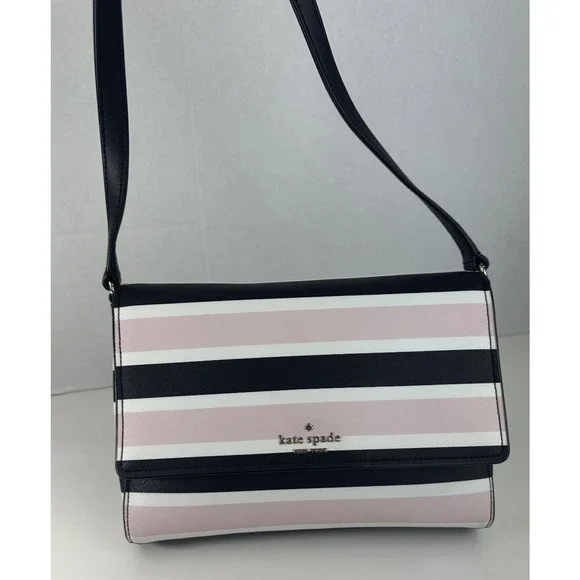 Kate Spade New York Cove Street Celebration Stripe Dody Crossbody in Pink EUC - Picture 2 of 14
